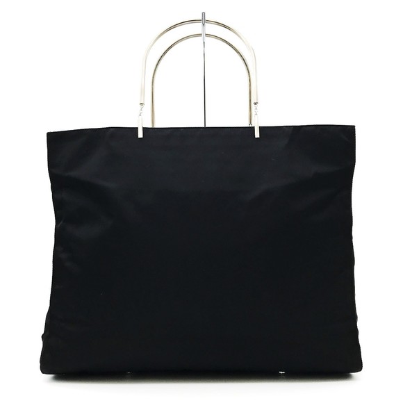 PRADA tote bag nylon metal handle black - Picture 1 of 10
